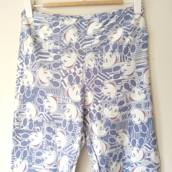 Super Soft Disney Mickey Mouse Leggings Stretchy Comfort Blue White One Size - Picture 3 of 8